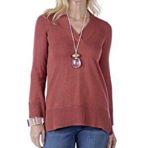 NEW MarlaWynne V-Neck  Pullover Sweater Burnished Rose- Size Small (bin 1Q)